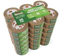 TAPEBEAR Kraft Paper Packing Tape 50mm x 50m, Eco Friendly & Recyclable Brown Paper Tape Heavy Duty Parcel Tape Biodegradable for Parcel Packaging, Moving and Multi-use, 36Rolls