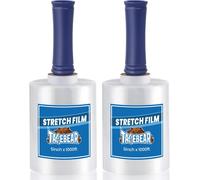 TAPEBEAR Mini Clear Stretch Wrap Film 80 Gauge 5" x 1000Ft, Shrink Wrap roll with Handle, Durable Self-Adhering Clear Plastic Wrap Industrial Strength Pallet Shrink for Moving, Packing, 2-pack