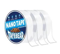 TAPEBEAR Nano Tape Double Sided Tape Heavy Duty 2.5cm x 3m, Reusable Strong Mounting Tape, Clear Gel Wall Sticky Adhesive Strips, Removable, Traceless for Hanging Picture, Poster, Carpet Fixed, 3Rolls
