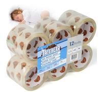 TAPEBEAR No Noise Packing Tape 12Rolls x 48mm x 55m Parcel Tape Upgraded High Transparency Packaging Tape Refills General Purpose for Packing Parcels, Boxes, Cartons, Postage, Moving House