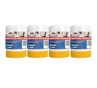 TAPEBEAR Pre-Taped Masking Film 600mm x 20m x 4Roll, Plastic Sheeting Cover