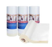 TAPEBEAR Upgrade Pre-Taped Masking Film Extra Thick, High Temp Tape and Drape 22" x 90', Plastic Cover for Automotive, Painting, Plastic Sheeting Masking Tape Film for Auto, floor, Furniture, 4rolls