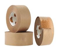 TAPEBEAR Water Activated Tape, Fiber Reinforced Gummed Tape 50mm*50m, Kraft Paper Tape Biodegradable Brown Packing Tape for Security Sealing, Heavy Duty Packaging and Shipping,3rolls