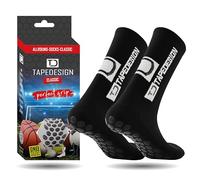 Tapedesign - "Classic 1 Pair Non-Slip Football Grip Socks Black (Size 5-14) for Men, Women & Kids - Soccer Socks for Adults & Youth (Unisex) - Anti-Slip Sport Socks for Basketball, Tennis & Running