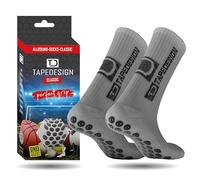 Tapedesign - "Classic 1 Pair Non-Slip Football Grip Socks Light-Grey (Size 5-14) Men, Women & Kids - Soccer Socks for Adults & Youth (Unisex) - Anti-Slip Sport Socks for Basketball, Tennis & Running