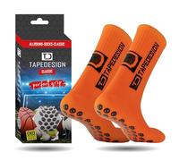 Tapedesign - "Classic 1 Pair Non-Slip Football Grip Socks Orange (Size 5-14) for Men, Women & Kids - Soccer Socks Adults & Youth (Unisex) - Anti-Slip Sport Socks for Basketball, Tennis & Running