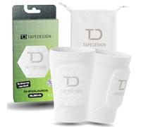 TAPEDESIGN - Football Shin Pads for Children and Adults in White - 3-in-1 Sleeve with Integrated Protector - Lightweight, Flexible & Non-Slip - Shin Pad for Training and Games