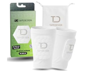 TAPEDESIGN - Football Shin Pads for Children and Adults in White - 3-in-1 Sleeve with Integrated Protector - Lightweight, Flexible & Non-Slip - Shin Pad for Training and Games