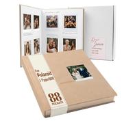 Tapeera 88 Pockets Instant Photo Album with Writing Space - Compatible with Polaroid i-Type 600 SX-70 Film, Hardcover Polaroid Photo Album, Guest Book for Wedding, Memory Scrapbook (Beige)