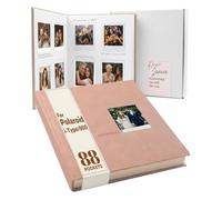 Tapeera 88 Pockets Instant Photo Album with Writing Space - Compatible with Polaroid i-Type 600 SX-70 Film, Hardcover Polaroid Photo Album, Guest Book for Wedding, Memory Scrapbook (Pink)