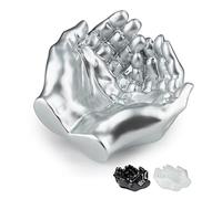 Tapeera Hand Shaped Succulent Planter Pot - Crystal Holder Display - Air Plant Holder Hand Planter - Giving Hands Sculpture Decor - Key Bowl Ring Dish Trinket Dish Candy Dish - Candle Holder (Silver)