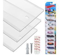 Tapeera Model Car Display Case Wall Mount - Holds Up to 30 Cars - Compatible with Hot Wheels Matchbox Packaged Cars - Diecast Blister Packed Toy Car Organizer Display Shelf Rack Wall Storage (3-Pack)