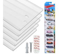 Tapeera Model Car Display Case Wall Mount - Holds Up to 50 Cars - Compatible with Hot Wheels Matchbox Packaged Cars - Diecast Blister Packed Toy Car Organizer Display Shelf Rack Wall Storage (5-Pack)