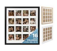Tapeera Wood Multi Picture Frame Collage Wall Decor For Polaroid i-Type 600 Film -16 Openings Large Photo Collage Frame For Wall Mini Picture Wall Frame - Not Compatible with Fujifilm Instax Mini Film