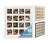 Tapeera Wood Multi Picture Frame Collage Wall Decor For Polaroid i-Type 600 Film -16 Openings Large Photo Collage Frame For Wall Mini Picture Wall Frame - Not Compatible with Fujifilm Instax Mini Film