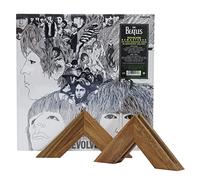 Tapeera Wooden Triangle Vinyl Record Stand Wall Mount - No Drill LP Holder Accessories - Display Floating Shelf - Album Frame for Records (2 Stands)