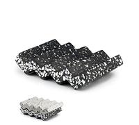 Tapeera Zig Zag Terrazzo Stone Soap Dish for Bathroom Sink - Concrete Soap Saver for Bar Soap Holder for Shower - Sponge Holder - Self Draining Soap Dish Holder - Kitchen Soap Tray (Black)