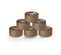 TAPEKIT Genuine 6 Pack of Heavy-Duty Extra Strong, Low Noise, 52 Microns Thickness Brown Tape, 48mm x 6m, Parcel Tape