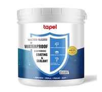 Tapel CrystalClear 500% Elastic Waterproof Coating - 0.5L - Self-Leveling Liquid Rubber Sealant for Roofs/Pools/Bathrooms - UV-Resistant & -40°F to 300°F - Professional Leak Repair