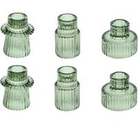 Taper Amber Glass Candle Holder 3Pcs for Pillar Candles, Tealight Candles Holders, Candlestick Holders for Wedding, Festival, Dinning&Party (Green, 6PCS)