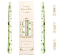 Taper Candles 25cm, HUANYO Long Burning Drip-Free Dinner Candles, 7 Hour Unscented White Candles for Candle Holders, Festive Party Table Decorations, 2 Count (Green)