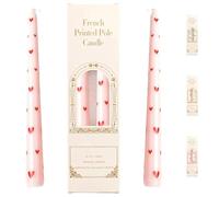 Taper Candles 25cm, HUANYO Long Burning Drip-Free Dinner Candles, 7 Hour Unscented White Candles for Candle Holders, Festive Party Table Decorations, 2 Count (Pink Heart)