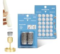 Taper Candles Sticky Dots - White Candle Wax Dots & Tapered Candle Fittings Protective Candle Holder Liner for Upright 54x