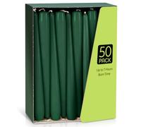 Taper Dinner Candles, Non-Drip Table Candle Sticks, 7 Hour Burn Time Long Candles，Paraffin Wax with Cotton Wicks，Unscented Candlesticks Gift Set, for Restaurant Home Chrismas（Green, 50 Pack）