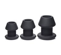 Tapered 3 Piece Gape-Grommets Hollow Premium Silicone Anal Dilator Set