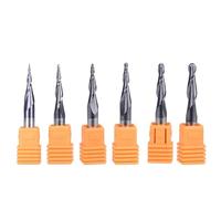 Tapered Ball Nose End Mill, 6mm Shank Solid Carbide 2 Flute Spiral Milling Cutter R0.25-R2 Woodworking metal engraving tools(6PCS-SET)