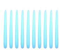 Tapered Dinner Candles, Pack of 10, Unscented, Long Burning Time, 24 cm / 9.45" (Light Blue, Varnished)