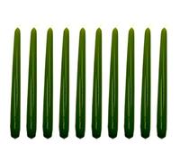 Tapered Dinner Candles, Pack of 10, Unscented, Long Burning Time, 24 cm / 9.45" (Olive, Varnished)