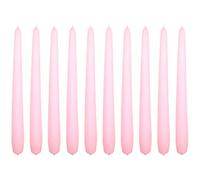 Tapered Dinner Candles, Pack of 10, Unscented, Long Burning Time, 24 cm / 9.45" (Rosy, Matt)