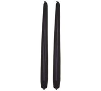 Tapered Dinner Candles, Pack of 2, Unscented, Long Burning Time, 24 cm / 9.45" (Black, Matt)