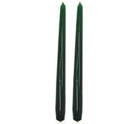 Tapered Dinner Candles, Pack of 2, Unscented, Long Burning Time, 24 cm / 9.45" (Forest Green, Varnished)