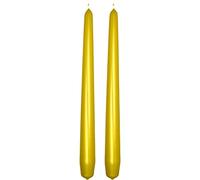 Tapered Dinner Candles, Pack of 2, Unscented, Long Burning Time, 24 cm / 9.45" (Gold, Metallic)