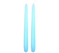 Tapered Dinner Candles, Pack of 2, Unscented, Long Burning Time, 24 cm / 9.45" (Light Blue, Varnished)