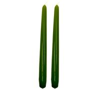 Tapered Dinner Candles, Pack of 2, Unscented, Long Burning Time, 24 cm / 9.45" (Olive, Varnished)