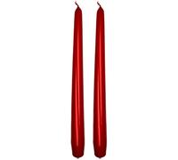 Tapered Dinner Candles, Pack of 2, Unscented, Long Burning Time, 24 cm / 9.45" (Red, Metallic)