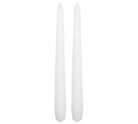 Tapered Dinner Candles, Pack of 2, Unscented, Long Burning Time, 24 cm / 9.45" (White, Matt)