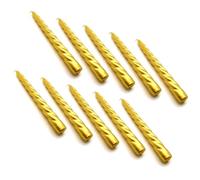 Tapered Dinner Candles, Table Spiral Candles, Pack of 10, Decorative Household Candles, Unscented, Natural Vegan Wax, Clean Burn, 7 Hours Burning Time, 23 cm / 9" Long (Gold Metallic)