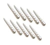 Tapered Dinner Candles, Table Spiral Candles, Pack of 10, Decorative Household Candles, Unscented, Natural Vegan Wax, Clean Burn, 7 Hours Burning Time, 23 cm / 9" Long (Silver Metallic)