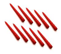 Tapered Dinner Candles, Table Spiral Candles, Pack of 10, Decorative Household Candles, Unscented, Natural Vegan Wax, Clean Burn, 7 Hours Burning Time, 23 cm / 9" Long (Red)