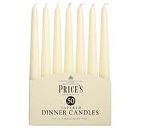Tapered Dinner Candles White - 50 Pack | 7 Hour Long Burning Table Candles for Dining, Events, Home Décor & Celebrations | Unwrapped Classic Elegant Long Candles (Ivory)