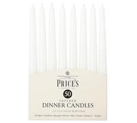 Tapered Dinner Candles White - 50 Pack | 7 Hour Long Burning Table Candles for Dining, Events, Home Décor & Celebrations | Unwrapped Classic Elegant Long Candles (White)