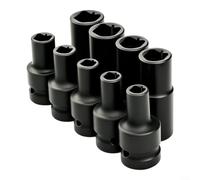 Tapered For Tap Socket Set For Mechanics And Home Repair, Cr-Mo Steel | Black Phosphate Tapping Socket Kit 12-Point M8 For M10 For M14 M20 For M22 For M24 For Tight Spaces(9 pcs)