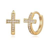 Tapered Linear Turquoise Huggie Hoop Earrings for Women | 14K Gold Plated Inner Diameter 9.8mm Stackable Ear Jewellery All Occasion Luxury Gift for Her