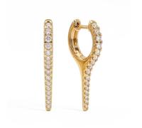 Tapered Linear Turquoise Huggie Hoop Earrings for Women | 14K Gold Plated Inner Diameter 9.8mm Stackable Ear Jewellery All Occasion Luxury Gift for Her