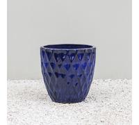 Tapered Round Petal Effect Garden Planter in Blue Glazed 38cm Primrose Blue One Size