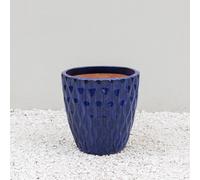 Tapered Round Petal Effect Garden Planter in Blue Glazed 46cm Primrose Blue One Size